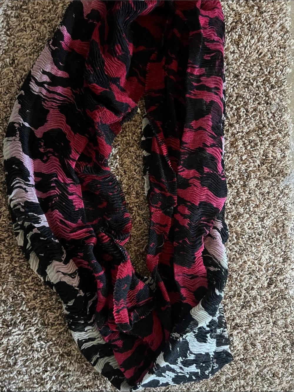 Black and Fuchsia Patterned Women's Infinity Scarf